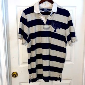 Polo Ralph Lauren P-Wing Short Sleeve Rugby Style Shirt in Grey/Blue Sz XL *EUC*